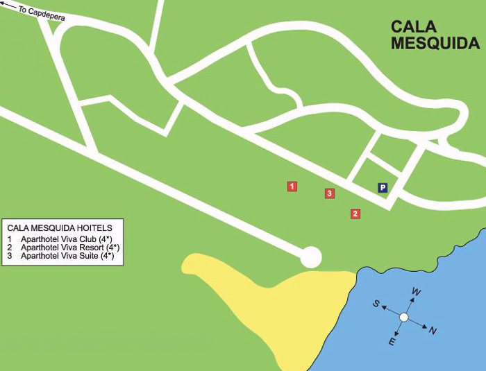 Cala Mesquida street map